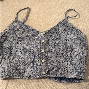 American Eagle Outfitters Navy Patterned Crop Top